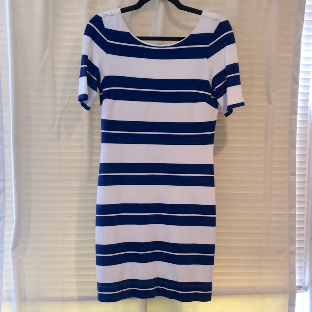 Banana Republic dress, blue & white stripes, size 6